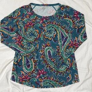 T by Talbots Super Soft water color paisley raglan t-shirt blouse